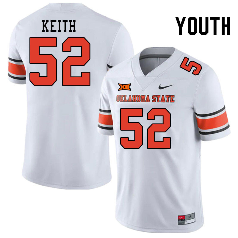 Men #52 Garrett Keith Oklahoma State Cowboys College Football Jerseys Stitched Sale-White - Click Image to Close